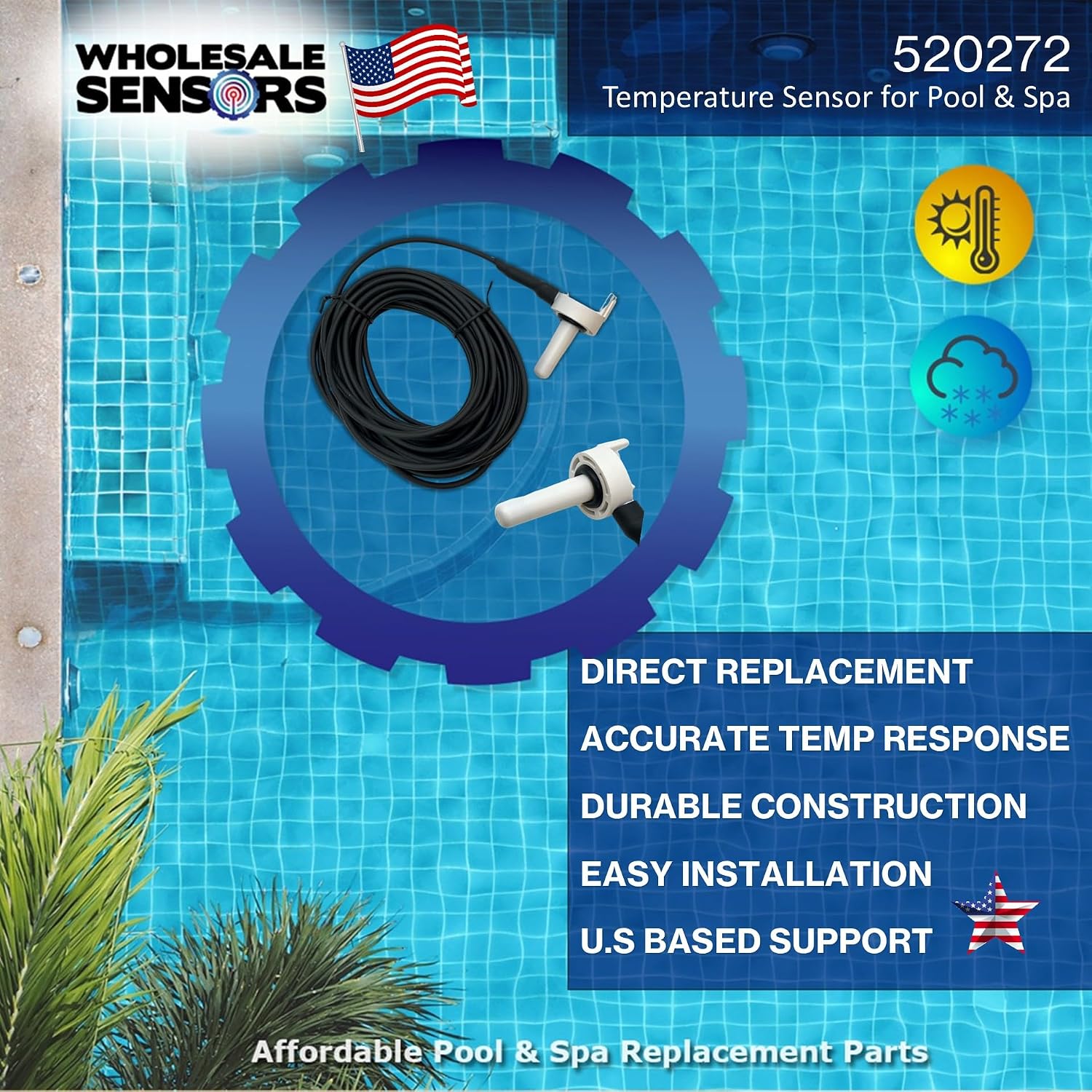 Wholesale Sensors Replacement for Pentair 520272 Black Temperature Sensor, 20FT Cable | 12-Month Warranty & USA Support - Image 2