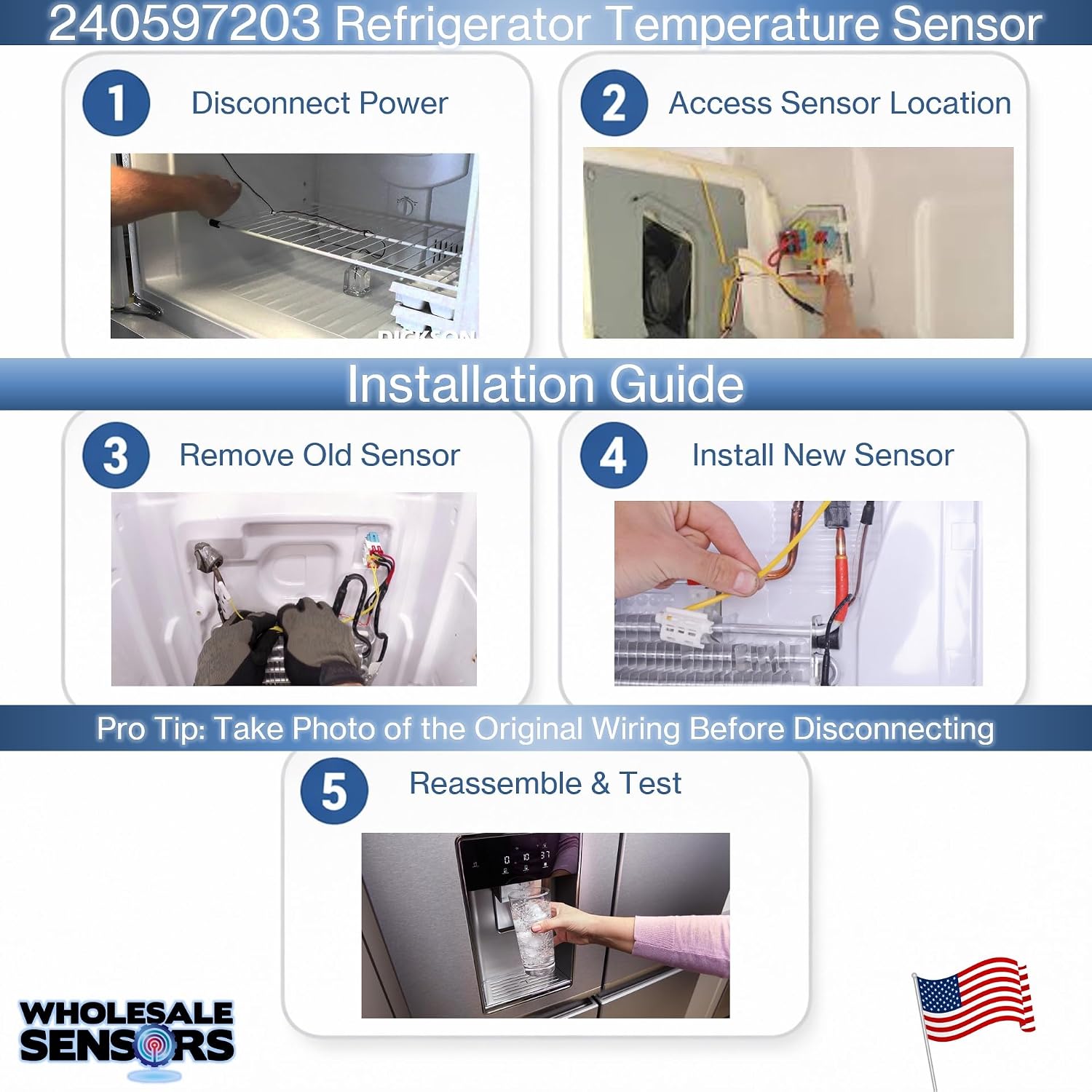 Replacement for Frigidaire 240597203 Refrigerator Temperature Sensor 12 Month Warranty & USA Support - Image 3