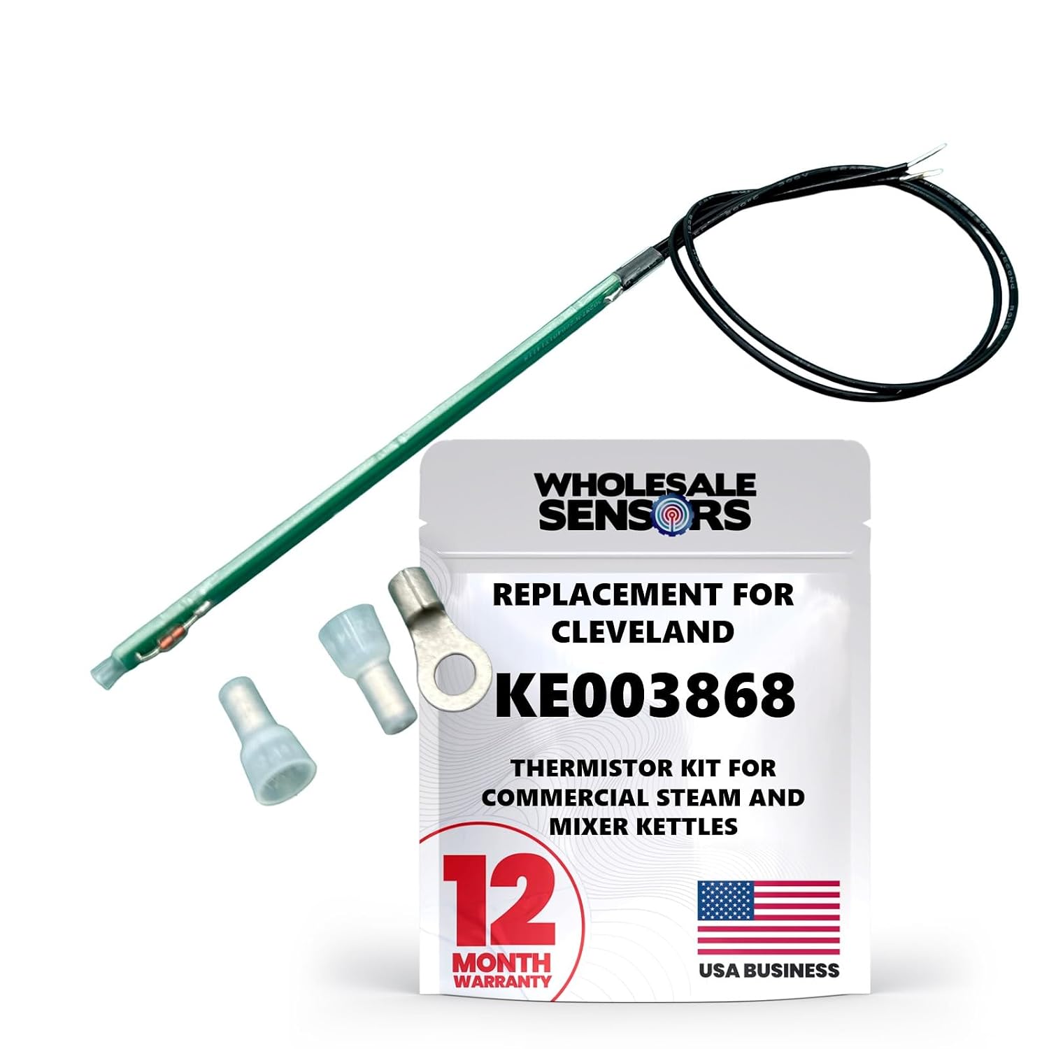 Replacement Cleveland KE003868 Thermistor Replacement Kit for Commercial Steam & Mixer Kettles, 12 Month Warranty & USA Business