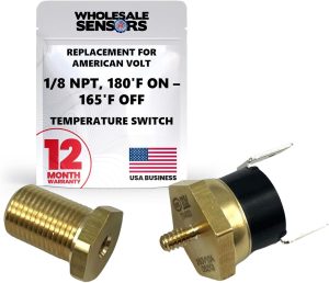 Replacement American Volt Electric Radiator Fan Thermostat - 12 Month Warranty - Temperature Switch with Thread-In Brass Probe (1/8" NPT, 180'F On - 165'F Off)