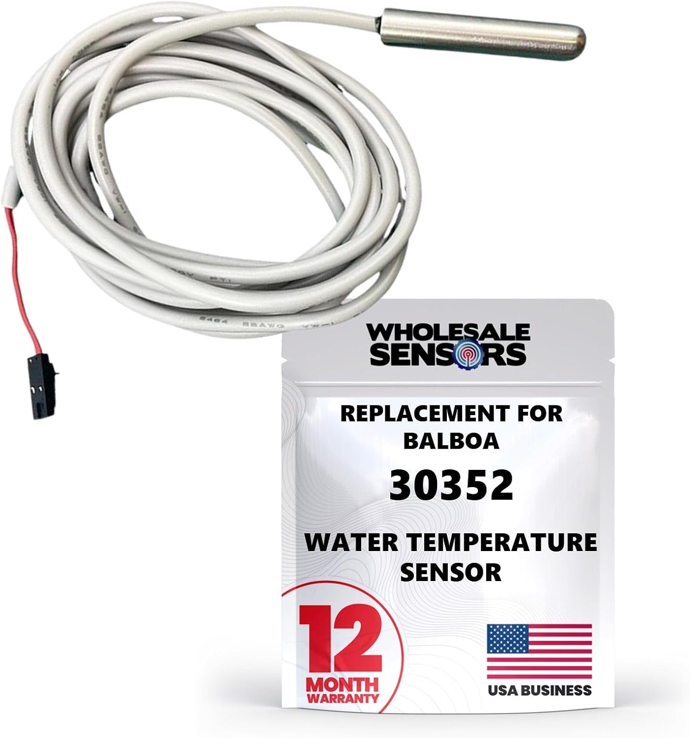 Replacement Balboa Water Group 30352 Temperature Sensor with 96-Inch Cable and 3/8-Inch Bulb, 12 Month Warranty & USA Support