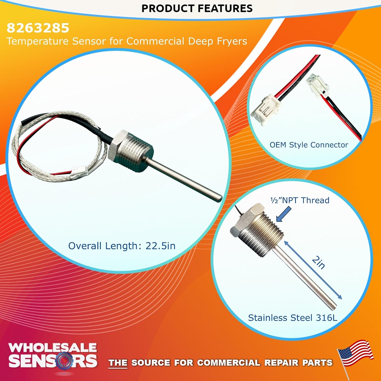 Replacement Frymaster 8263285 LVO Gas Temperature Probe Kit for Commercial Fryers, 12 Month Warranty & USA Business - Image 3
