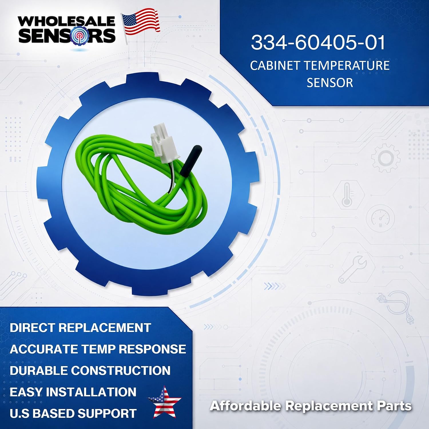 Replacement Traulsen 334-60405-01 Green Cabinet Temperature Sensor 48", 24 Month Warranty & USA Business - Image 2