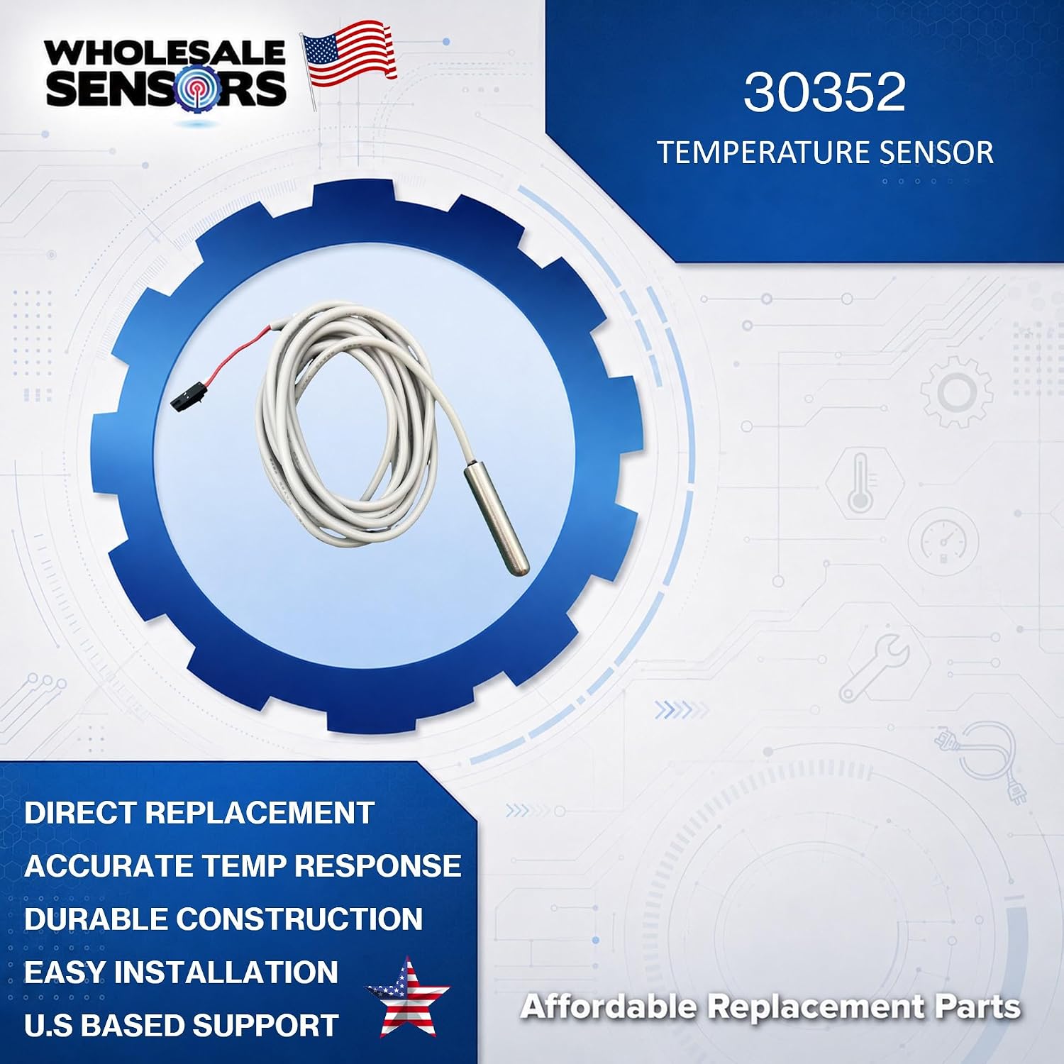Replacement Balboa Water Group 30352 Temperature Sensor with 96-Inch Cable and 3/8-Inch Bulb, 12 Month Warranty & USA Support - Image 2