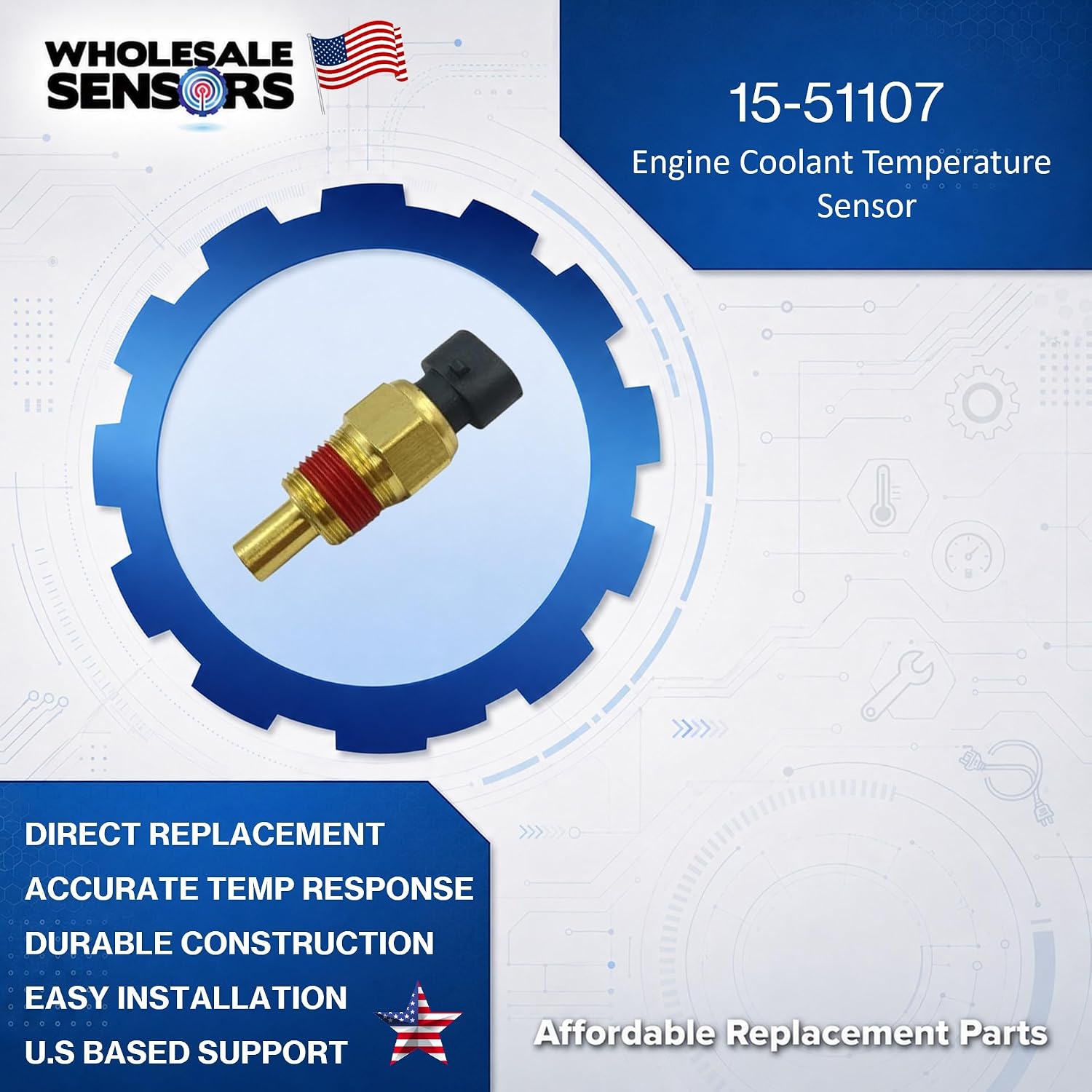 Replacement for ACDelco 15-51107 Engine Coolant Temperature Sensor 12 Month Warranty & USA Support - Image 2