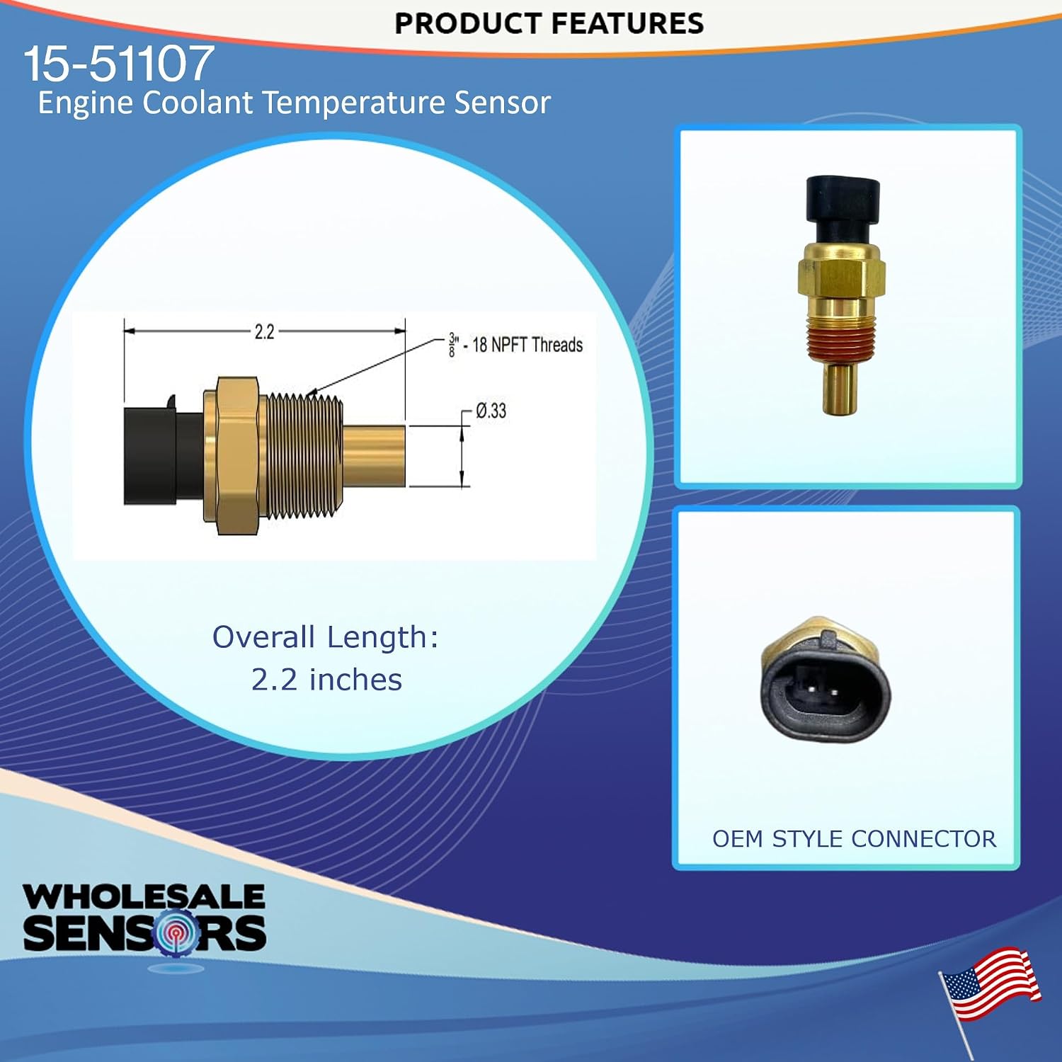 Replacement for ACDelco 15-51107 Engine Coolant Temperature Sensor 12 Month Warranty & USA Support - Image 3