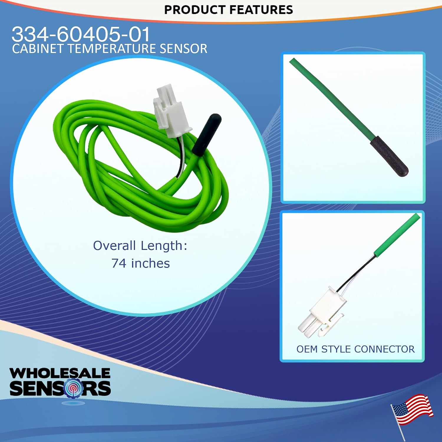 Replacement Traulsen 334-60405-01 Green Cabinet Temperature Sensor 48", 24 Month Warranty & USA Business - Image 3