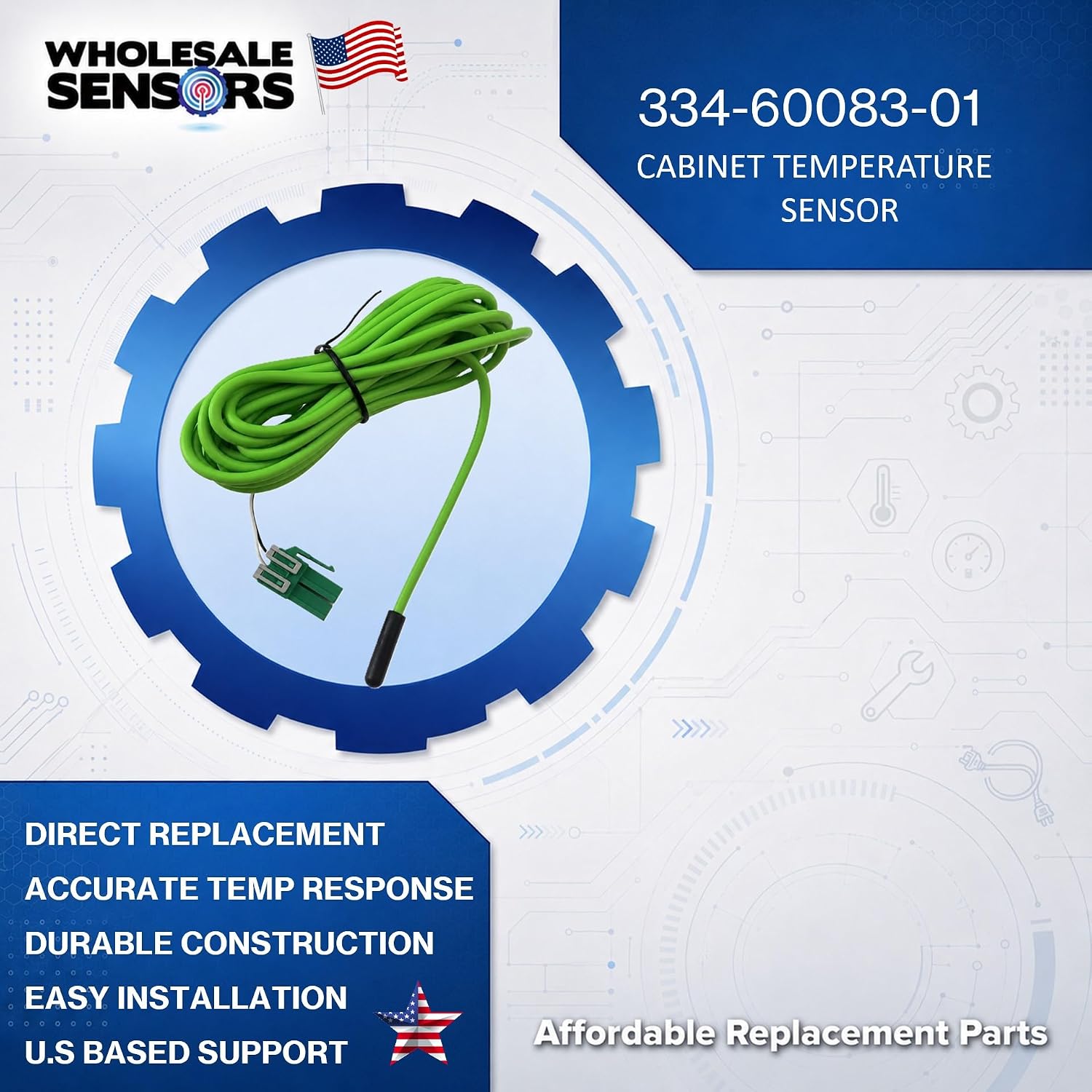 Replacement Traulsen 334-60083-01 Green Cabinet Temperature Sensor 60", 24 Month Warranty & USA Business - Image 2